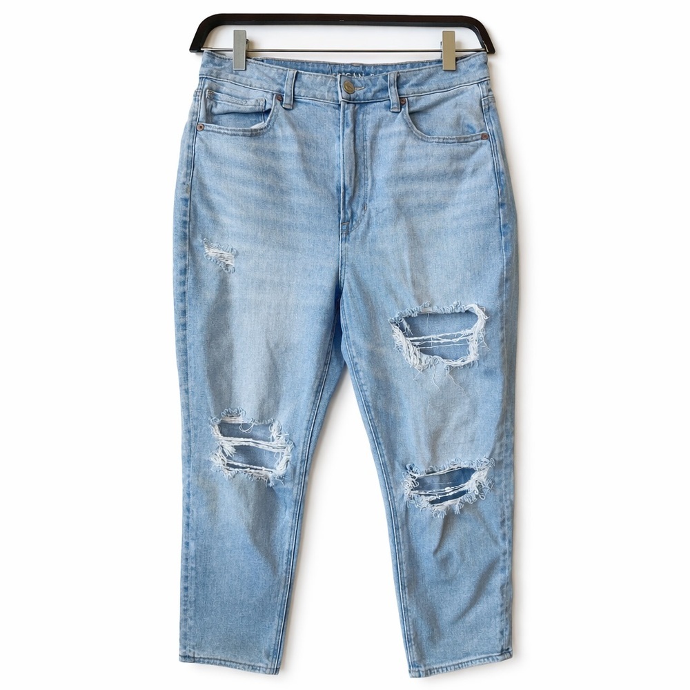 American Eagle Outfitters Ripped Light Blue Boyfriend Jeans